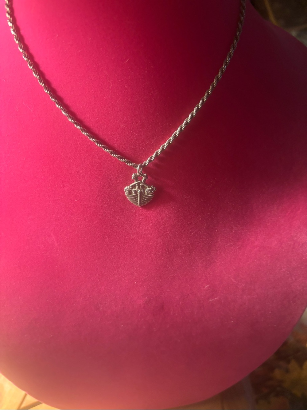 Vintage 925 James Avery Noah’s Ark Pendant 16” Rope Chain Sterling Silver